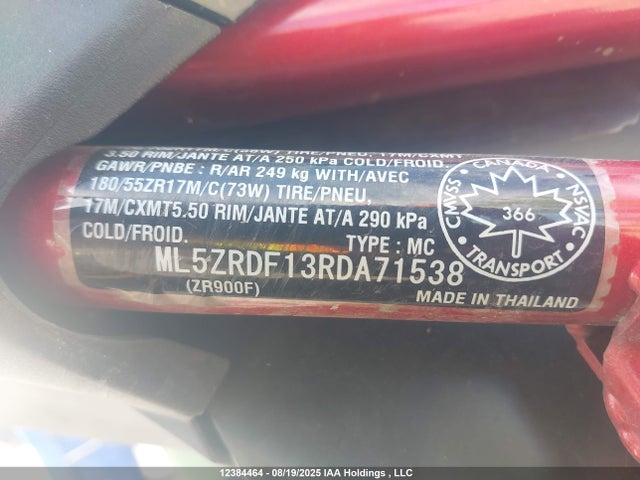 ML5ZRDF13RDA71538 Kawasaki Z900