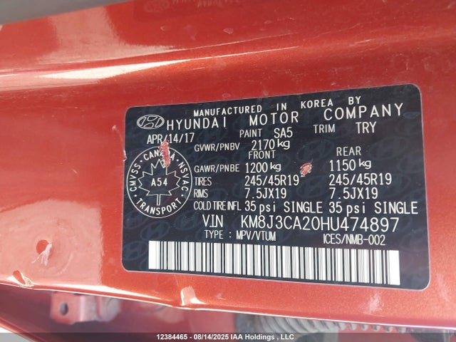 Hyundai t-gdi gamma 2017 KM8J3CA20HU474897 Image 18