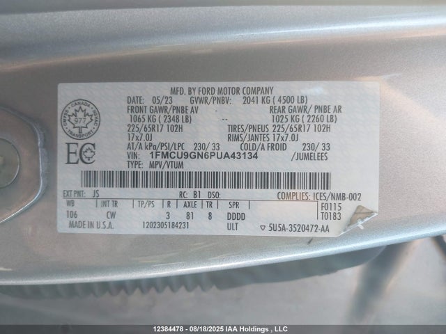 1FMCU9GN6PUA43134 Ford dragon gtdi