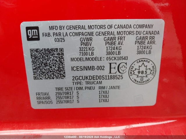 2GCUKDED0S1188525 Chevrolet l84