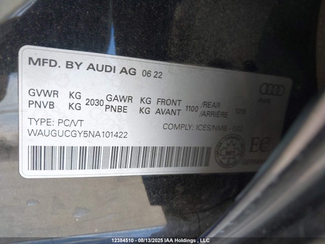 WAUGUCGY5NA101422 Audi 40 tfsi