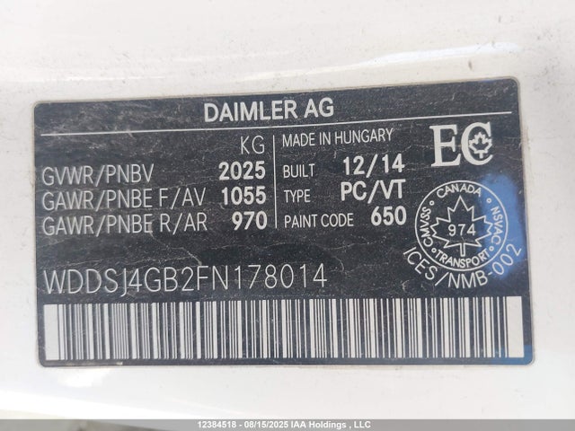 WDDSJ4GB2FN178014 Mercedes-Benz CLA-Class