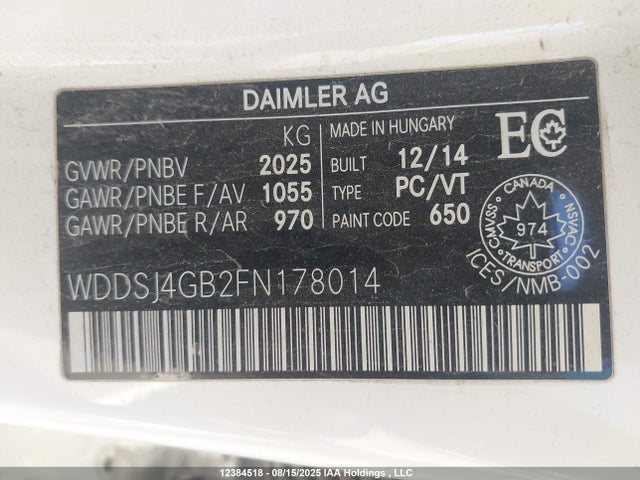 WDDSJ4GB2FN178014 Mercedes-Benz CLA-Class