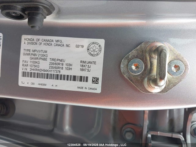 2HKRW2H94KH117378 Honda l15be