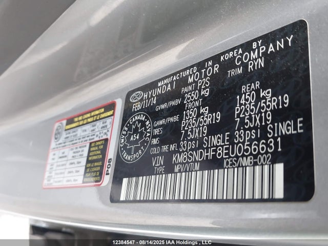 KM8SNDHF8EU056631 Hyundai dohc gdi lambda