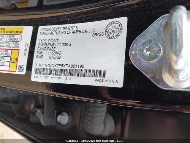 1HGCY2F5XPA801190 Honda lfc5