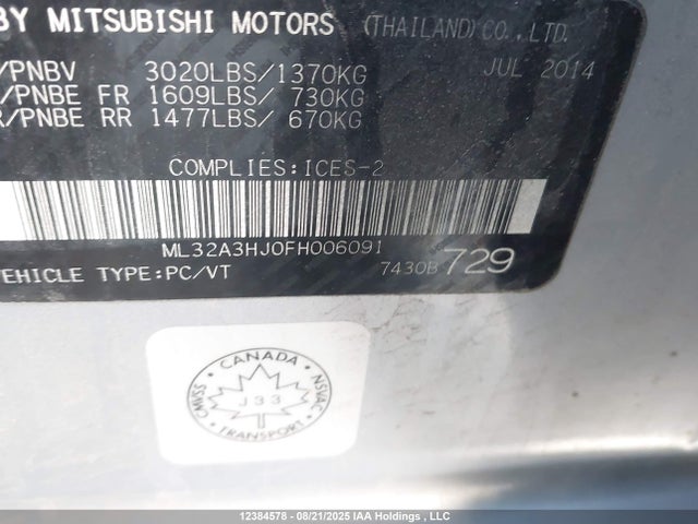 ML32A3HJ0FH006091 Mitsubishi Mirage