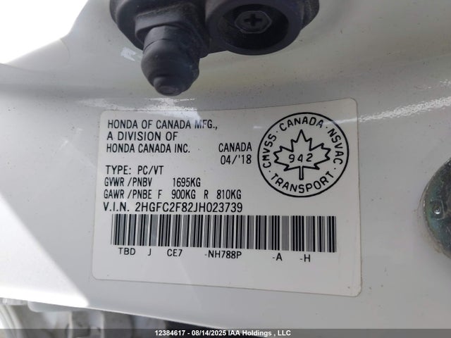 Honda k20c2 2018 2HGFC2F82JH023739 Image 19