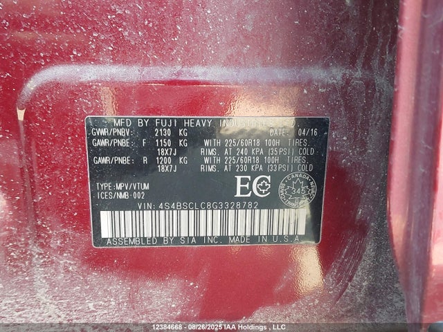 4S4BSCLC8G3328782 Subaru 2.5l c0