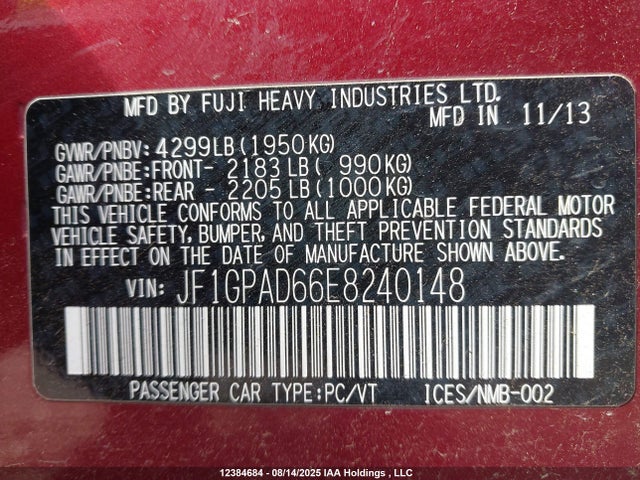 JF1GPAD66E8240148 Subaru Impreza