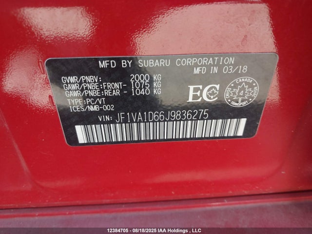 JF1VA1D66J9836275 Subaru dib
