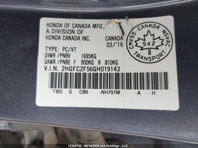 2HGFC2F56GH019143 Honda k20c2