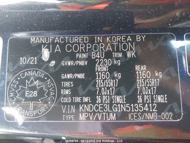 KNDCE3LG1N5135412 KIA Niro