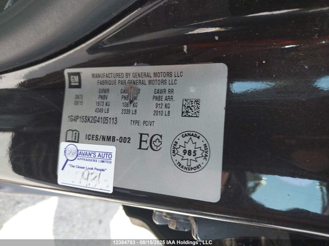 1G4P15SK2G4105113 Buick lea - gas/alc, sidi, alum, ho