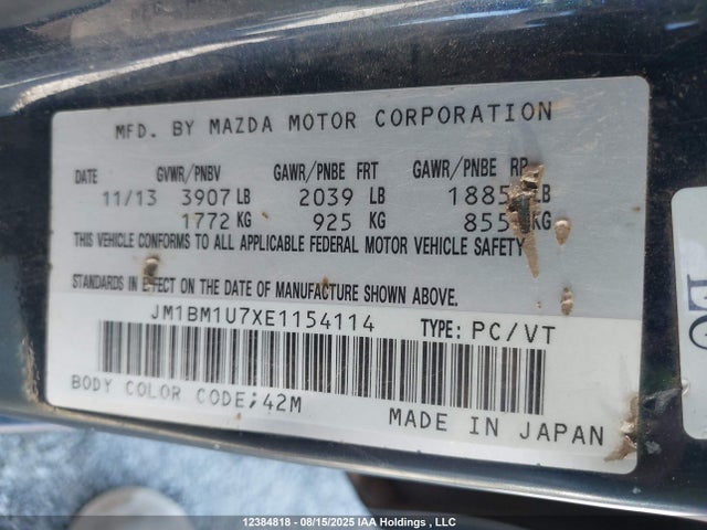 JM1BM1U7XE1154114 Mazda pe
