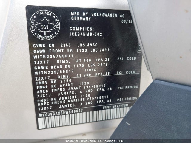 WVGJV3AX3EW596627 Volkswagen 2014