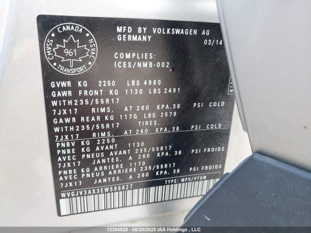WVGJV3AX3EW596627 Volkswagen 2014