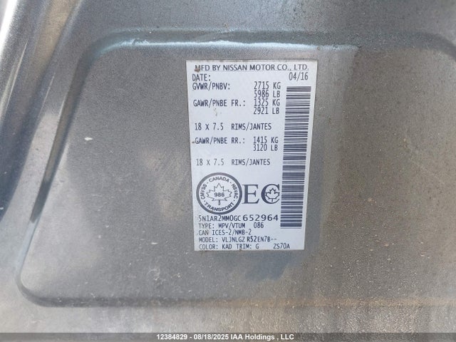 5N1AR2MM0GC652964 Nissan Pathfinder