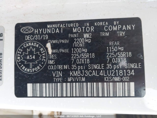 Hyundai gdi theta ii 2020 KM8J3CAL4LU218134 Image 9