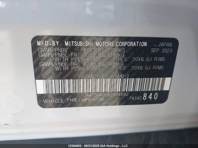 JA4T5WA90RZ604682 Mitsubishi s91-ya1