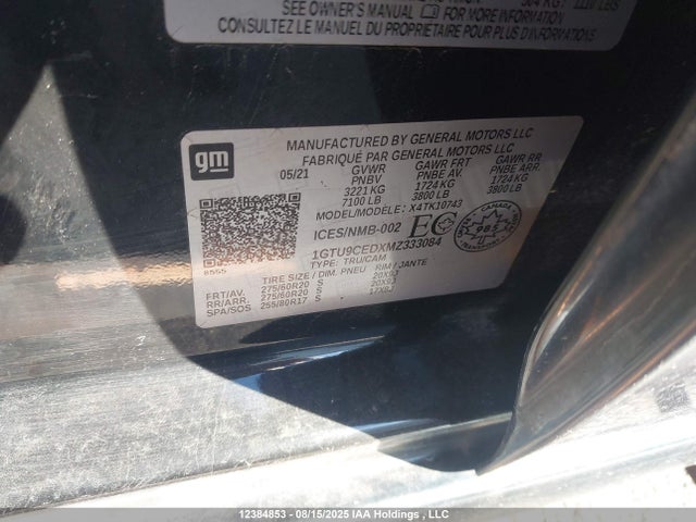 1GTU9CEDXMZ333084 GMC l84 - di, alum, gen 5, var 2