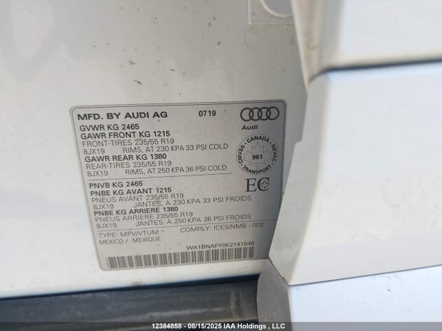 WA1BNAFY0K2141648 Audi Q5