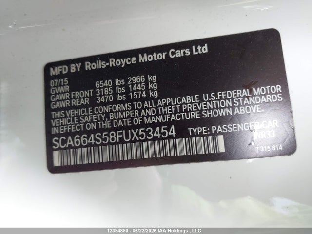 Rolls-Royce Ghost 2015 SCA664S58FUX53454 Image 9