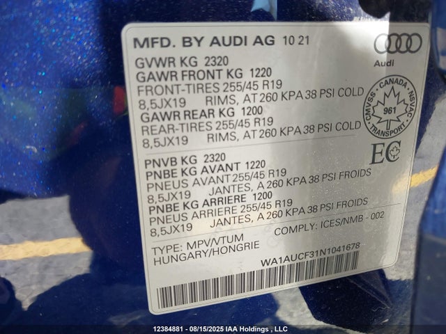 WA1AUCF31N1041678 Audi 40 tfsi