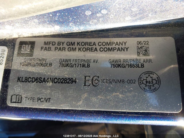 Chevrolet lv7 2022 KL8CD6SA4NC028294 Image 9