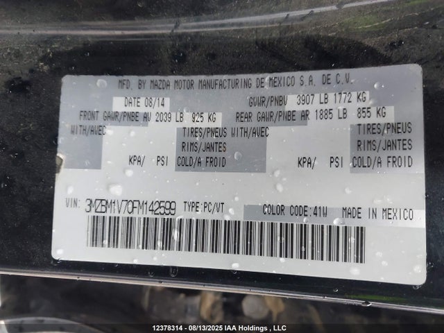 3MZBM1V70FM142599 Mazda pe