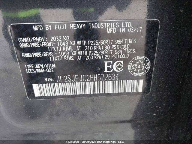 JF2SJEJC2HH572634 Subaru naturally aspirated c5