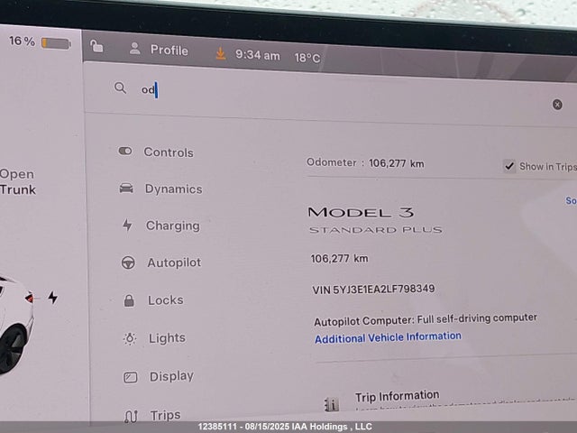 5YJ3E1EA2LF798349 Tesla MODEL 3