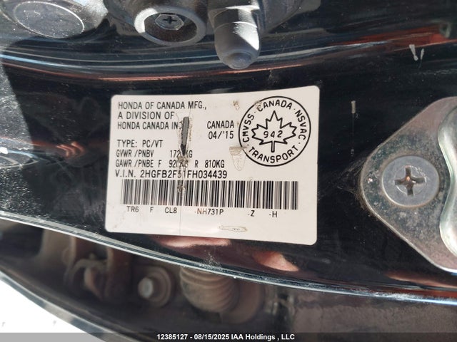 Honda r18z1 2015 2HGFB2F51FH034439 Image 18