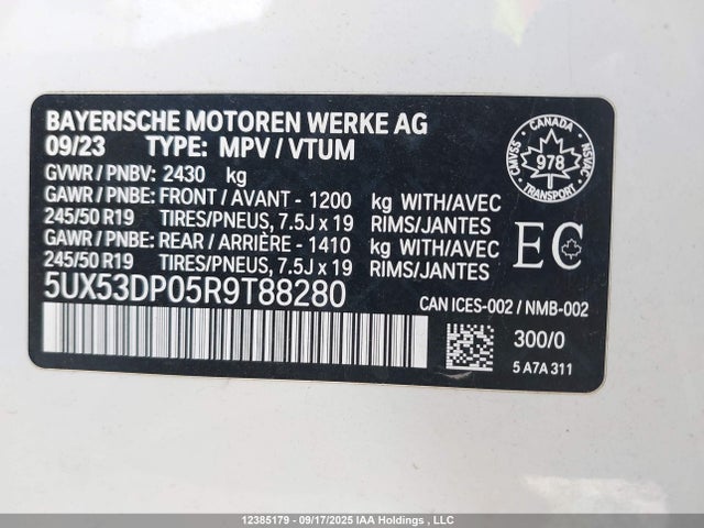 5UX53DP05R9T88280 BMW X3