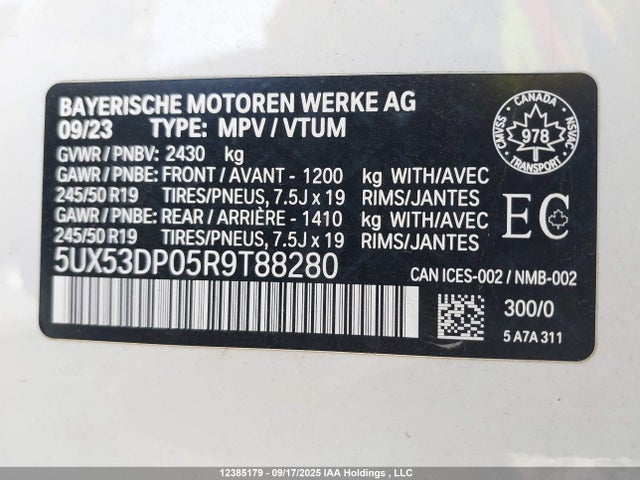 5UX53DP05R9T88280 BMW X3