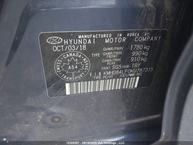 Продаж на аукціоні авто 2019 Hyundai Elantra, vin: KMHD84LF0KU787315, номер лоту: 12385207