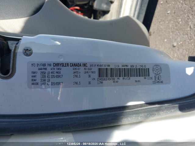 2015 Dodge Grand Caravan Se მანქანა იყიდება აუქციონზე, vin: 2C4RDGBG5FR547892, აუქციონის ნომერი: 12385228
