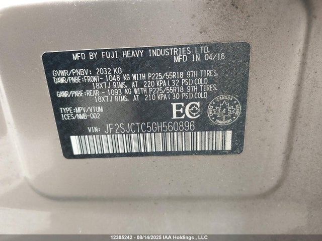 JF2SJCTC5GH560896 Subaru naturally aspirated c0