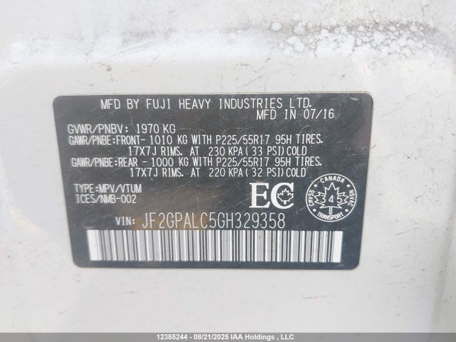 Subaru Crosstrek Limited Package 2016 JF2GPALC5GH329358 Image 19