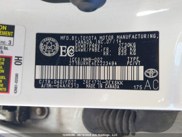 Toyota 2zr-fe 2014 2T1BURHE4EC223494 Image 18