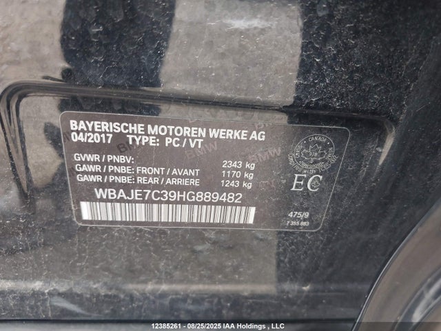 BMW 540I 2017 WBAJE7C39HG889482 Image 9