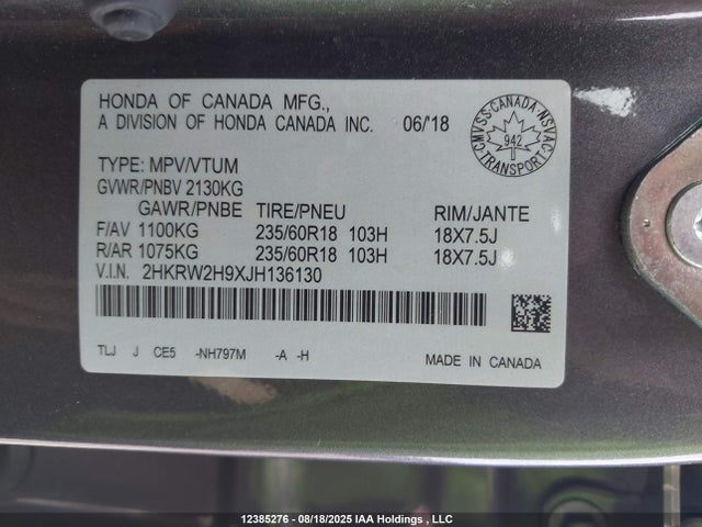 2HKRW2H9XJH136130 Honda l15be
