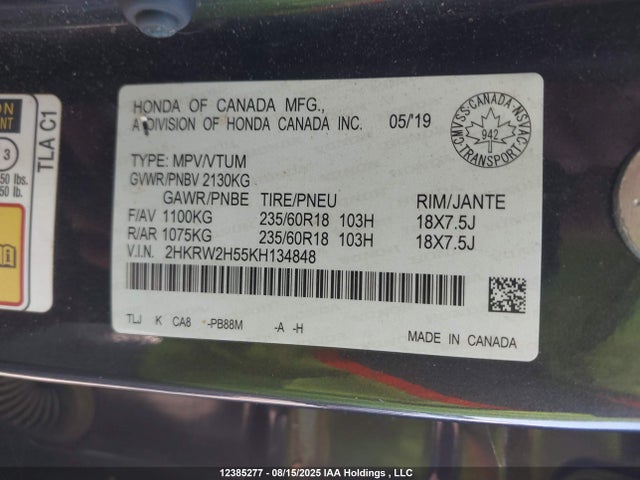 Honda l15be 2019 2HKRW2H55KH134848 Image 18