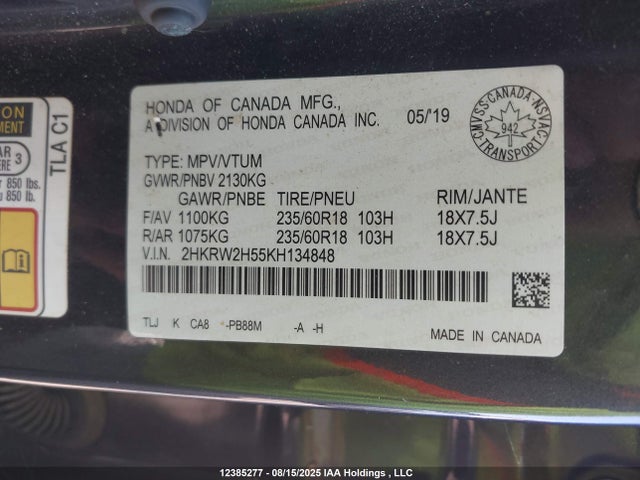 Honda l15be 2019 2HKRW2H55KH134848 Image 19