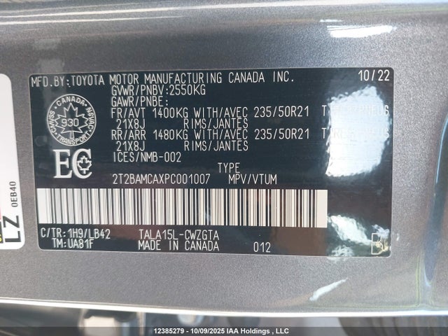 Lexus t24a-fts 2023 2T2BAMCAXPC001007 Image 9