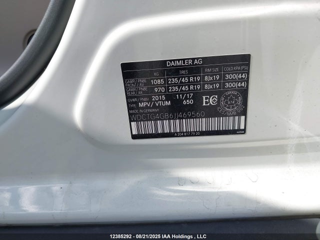 WDCTG4GB6JJ469560 Mercedes-Benz 270