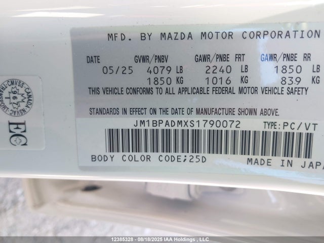 JM1BPADMXS1790072 Mazda py cylinder deactivation