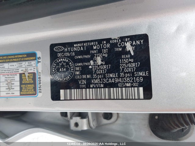KM8J3CA49HU382169 Hyundai gdi nu