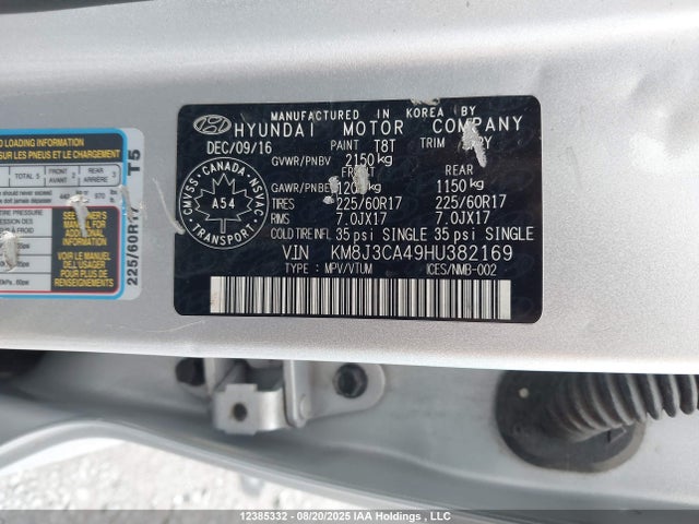 KM8J3CA49HU382169 Hyundai gdi nu