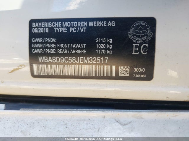 Aukcja sprzedaży 2018 Bmw 330i Xdrive, vin: WBA8D9C58JEM32517, numer aukcji: 12385340